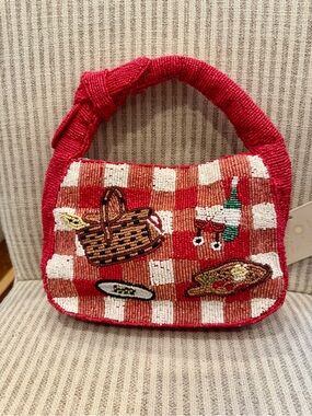 New Release Sol & Mer Beaded Picnic Wine Cheese Beaded Bag w/Chain Strap